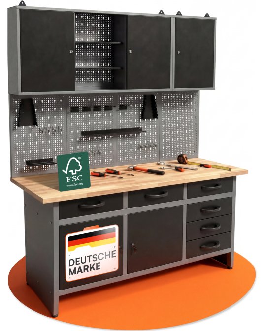 Werkstatt Set Karsten 160 cm 2 Schränke offen 