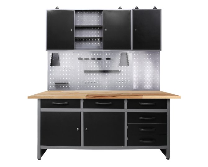 Werkstatt Set Karsten 160 cm 2 Schränke offen LED 