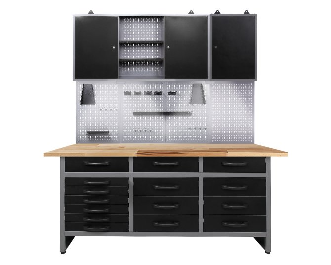Werkstatt Set Konny 160 cm 2 Schränke offen LED 