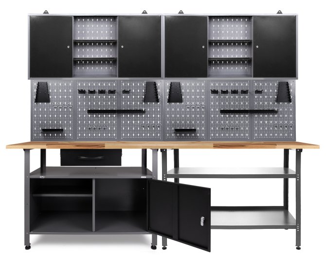 Werkstatt Set Erfinder 240 cm 2 Schränke 85 cm