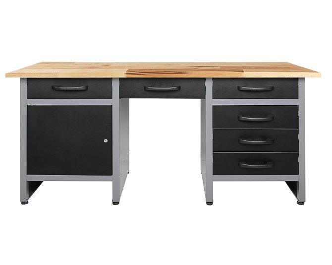 Werkbank 160 cm 6 Schieber und 1 Tür grau  85 cm