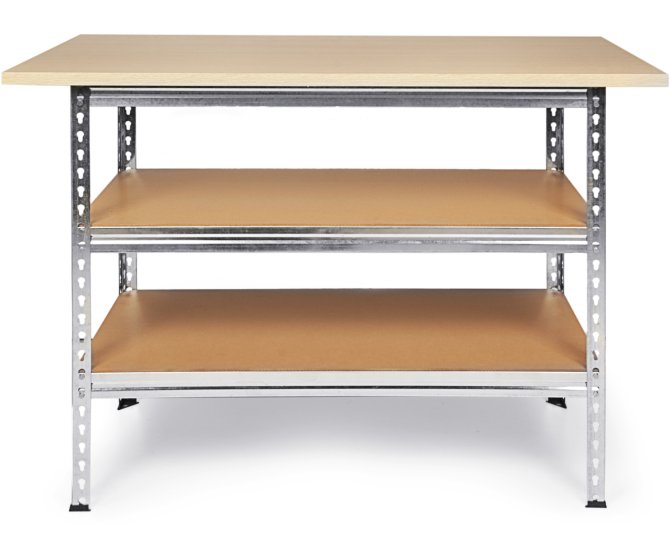 Werkbank Uwe 120cm Metallregal & Werktisch 92cm Arbeitshöhe 