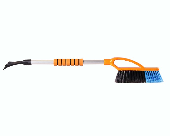 Eiskratzer Besen Aluminium Schaft orange 75 cm 