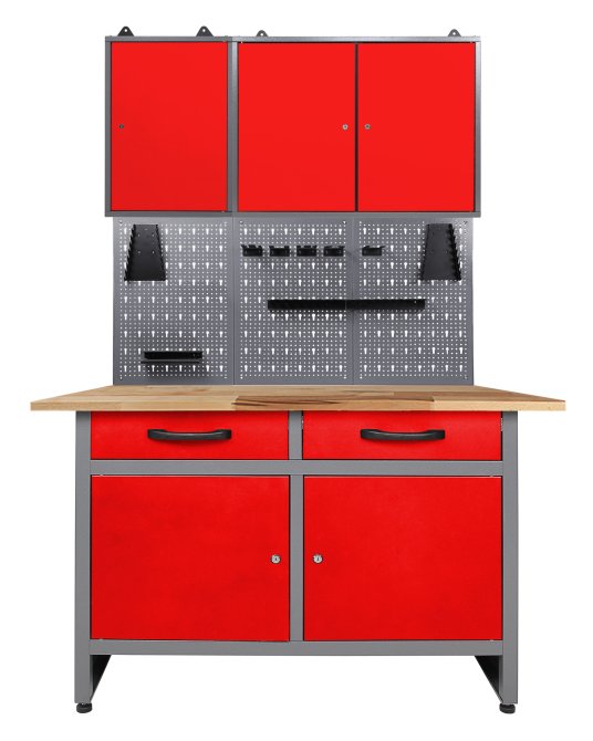 Werkstatt Set Werner 120 cm 2 Schränke rot 