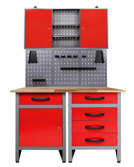 Werkstatt Set Entdecker 120 cm 1 Schrank rot 