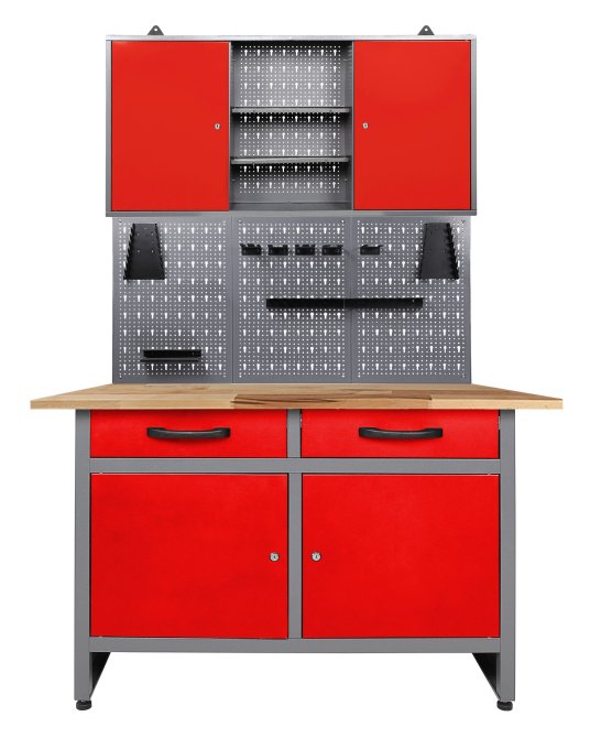 Werkstatt Set Werner 120 cm 1 Schrank rot 