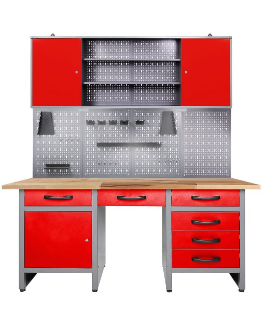 Werkstatt Set Harry 160 cm 1 Schrank LED rot 
