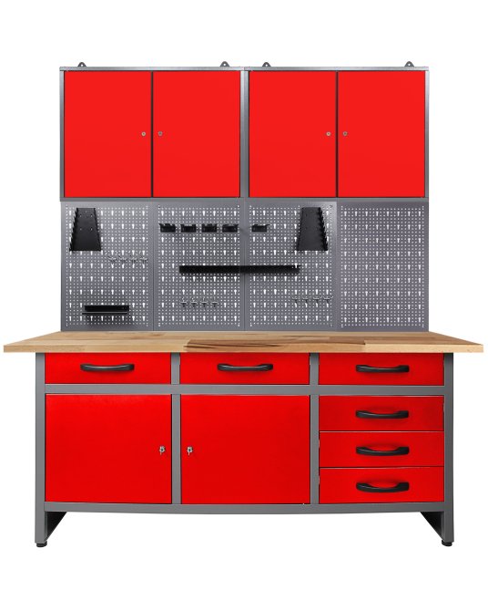 Werkstatt Set Karsten 160 cm 2 Schränke rot 