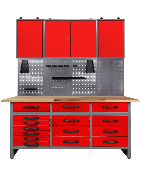 Werkstatt Set Konny 160 cm 3 Schränke rot 