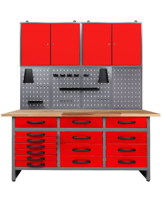 Werkstatt Set Konny 160 cm 2 Schränke rot 
