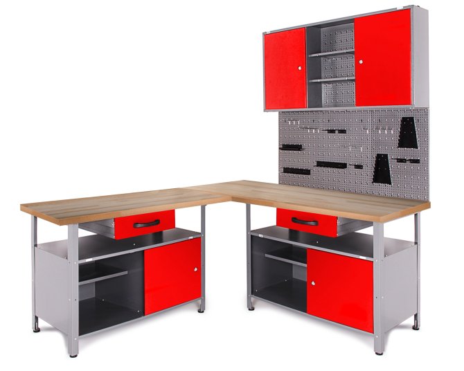 Werkstatt Set Ecklösung Classic One 85 cm rot 85 cm