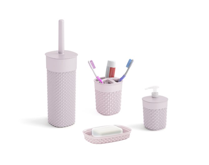 Badezimmer Set Filo Bad Utensilien grau-rosé 