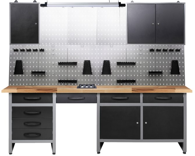 Werkstatt Set 240cm komplett LED Licht und Steckdose 