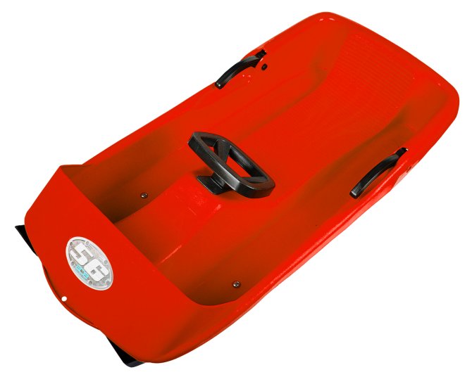 Schlitten Super Bob rot 1 Sitz Lenkschlitten 