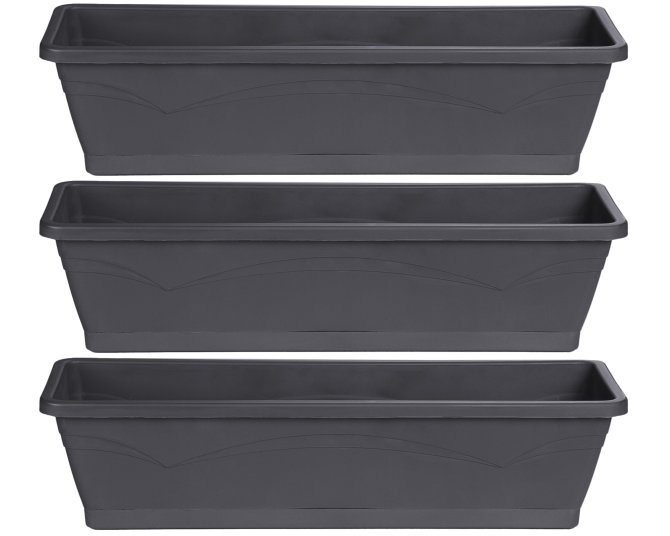 3x Blumenkasten Rom Balkon Pflanzkasten 50cm mit Untersetzer 