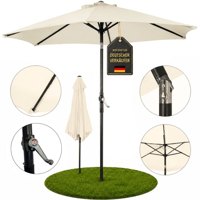 Marktschirm 230 cm beige 38 mm Rohr mit Kurbel 