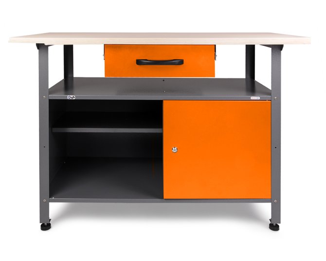 Werkbank Klaus 120 cm orange Höhe 85 cm 