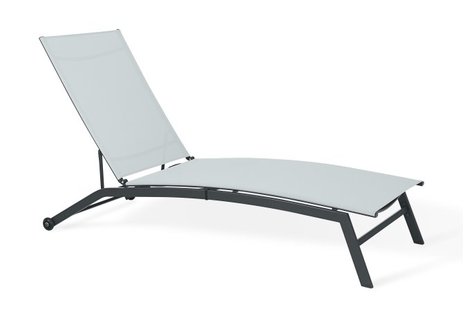 Sonnenliege Chaise Stahl anthrazit/weiß 