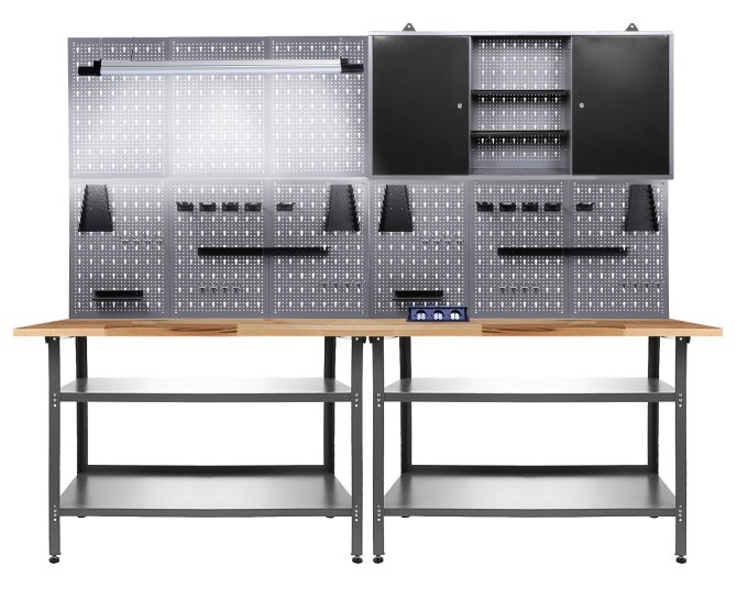Werkstatt Set Basic 240cm komplett LED Bluetooth & Steckdose 