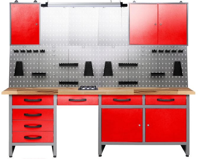 Werkstatt Set 240cm komplett LED Bluetooth & Steckdose 