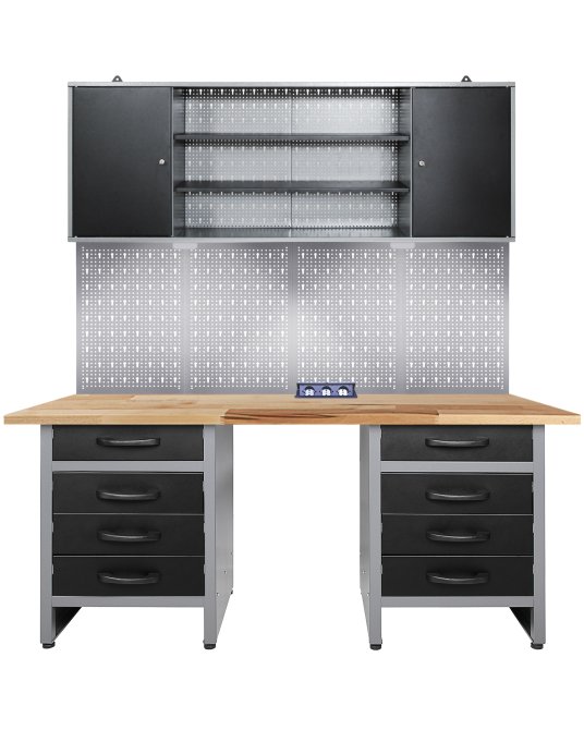 Werkstatt Set Bernd 160 cm Sitzraum LED Steckdosenleiste 