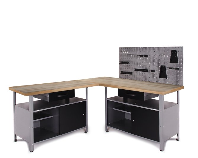 Werkstatt Set Ecklösung One 85 cm anthrazit Buche 