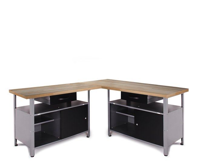 Werkstatt Set Ecklösung Simple One 85 cm anthrazit Buche 