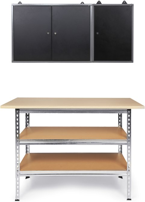 Werkstatt Set 120 cm Werkbank Uwe mit Hängeschrank 
