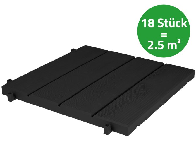 18 x Terrassenplatte Nizza 2.5m² 38x38 Stecksystem anthrazit 