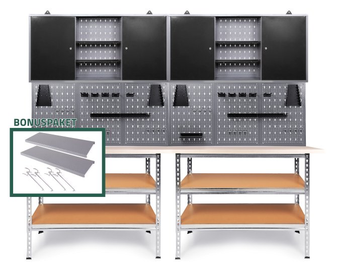 Werkstatt Set Uwe 240cm komplett Lochwand Werkzeugschrank 