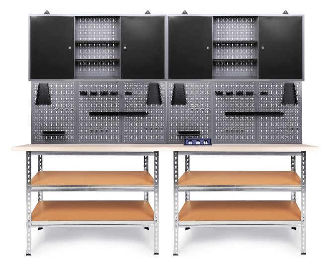 Werkstatt Set Uwe 240cm komplett Lochwand & Steckdose 