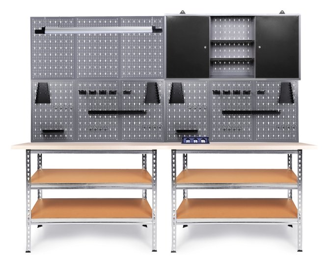 Werkstatt Set Uwe 240cm komplett LED Bluetooth & Steckdose 