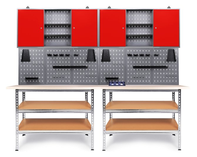 Werkstatt Set Uwe 240cm komplett Lochwand & Steckdose 