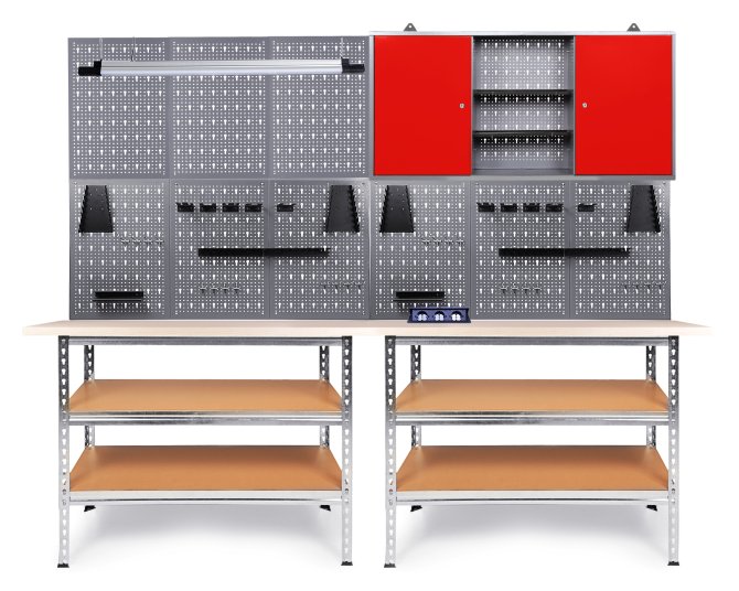 Werkstatt Set Uwe 240cm komplett LED Bluetooth & Steckdose 