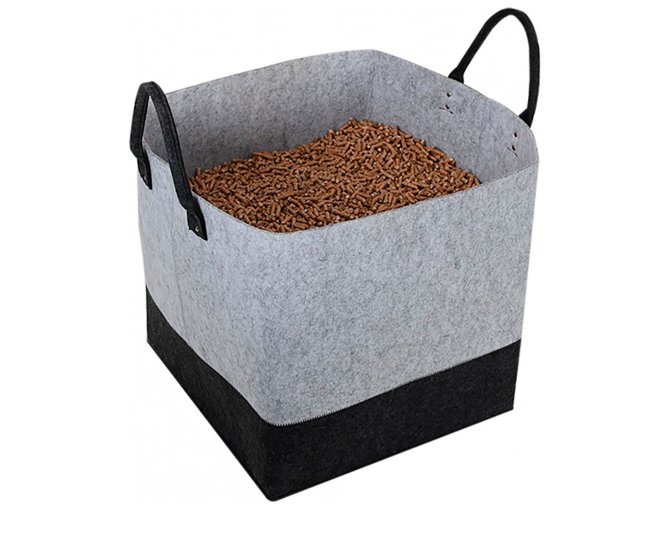 Tragetasche Filztasche für Pellets und Kaminholz grau 