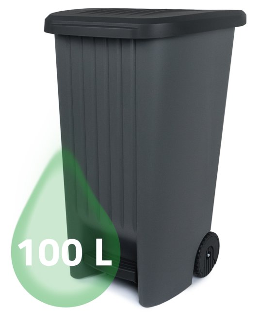 Haushalttonne Treteimer Mülltonne Abfalleimer 100L grau 
