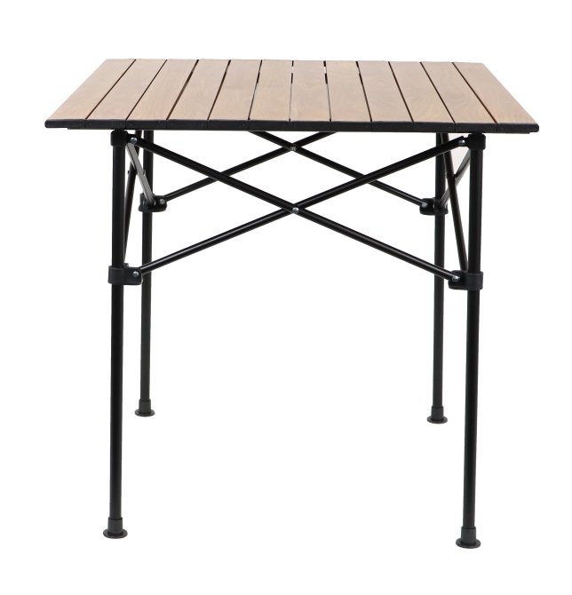 Aluminium Klapptisch, braunes Holzdekor 