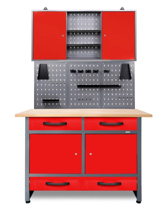 Werkstatt Set Werner Plus 120 cm 1 Schrank rot 