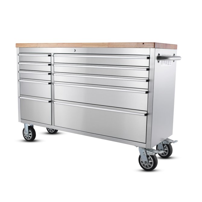 Werkstattwagen Edelstahl 148 cm mit 10 Schubladen 55" 