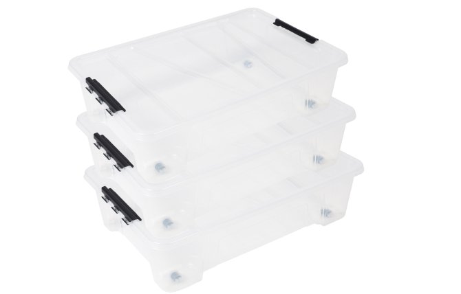 3x Unterbettbox Rollerbox Jolly 25 transparent 