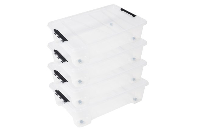 4x Unterbettbox Rollerbox Jolly 25 transparent 