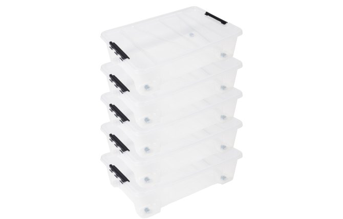 5x Unterbettbox Rollerbox Jolly 25 transparent 