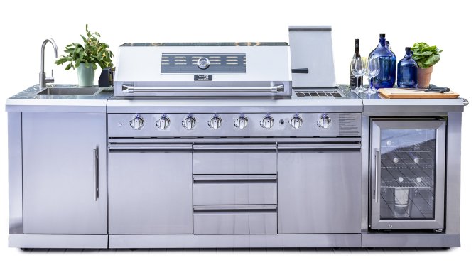 Outdoorküche Gasgrill 6 Brenner Kühlschrank Spüle Edelstahl 