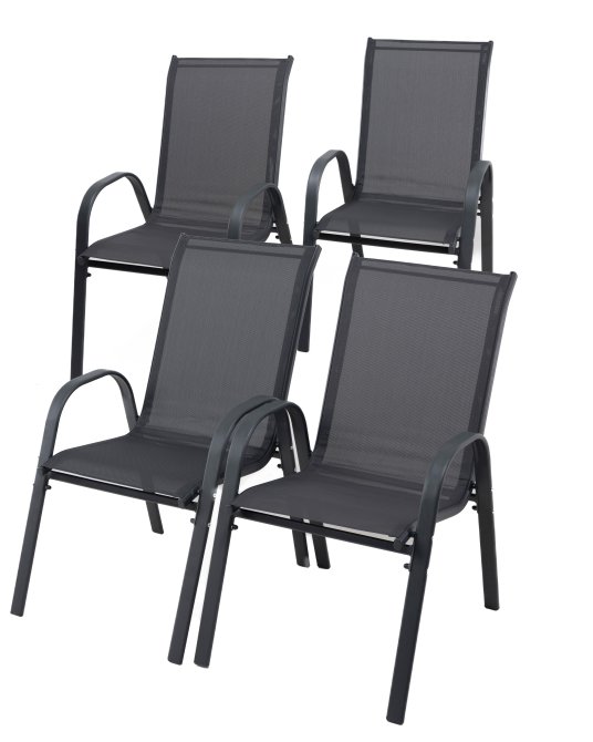 4x Gartenstuhl Stapelstuhl Manor, Metallgestell 