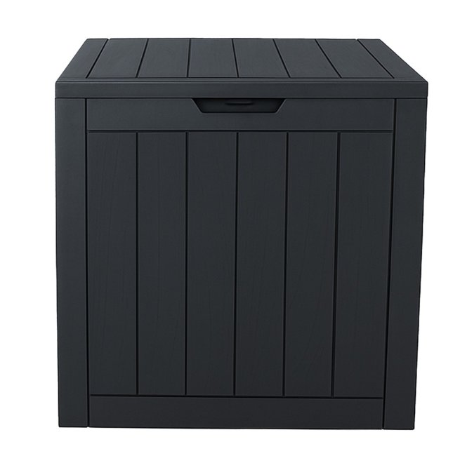 City Cube Holzoptik anthrazit Kissenbox Poolbox Sitztruhe 