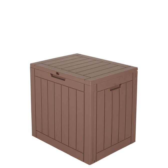 City Cube Holzoptik taupe Kissenbox Poolbox Sitztruhe 