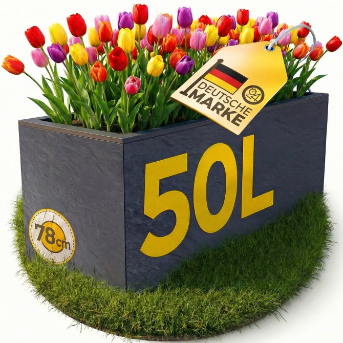 Pflanzkübel Pflanzkasten Blumenkübel Vulkano 50 L anthrazit 