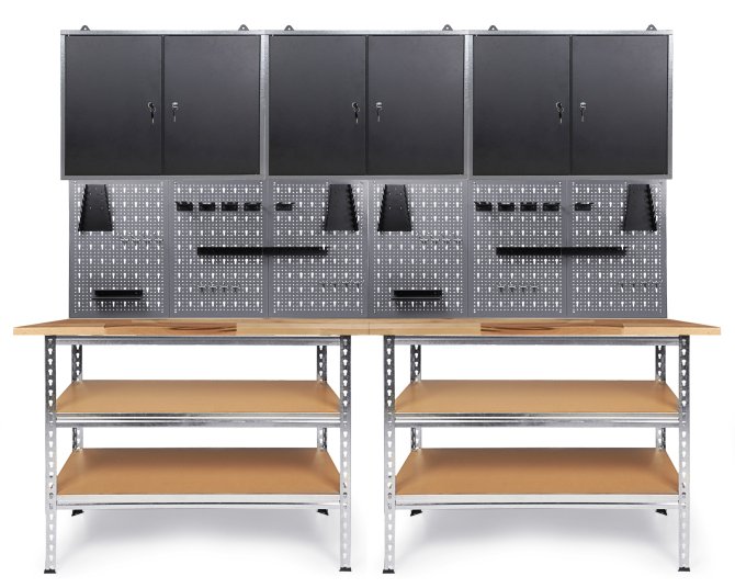 Werkstatt Set Uwe 240cm komplett Lochwand 3 Schränke 