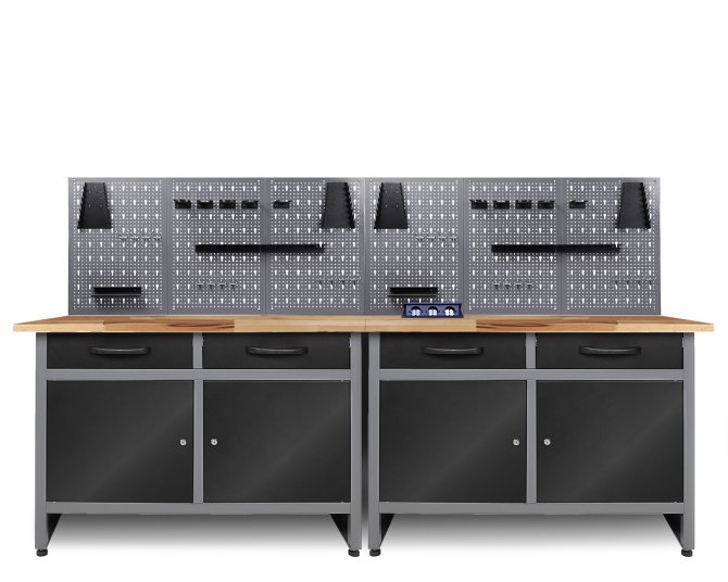 Werkstatt Set Werner 240cm + 2 Jochen+Steckdose 