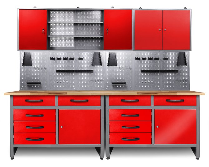 Werkstatt Set Holger 240 cm 3trg 160cm 2trg Rot 